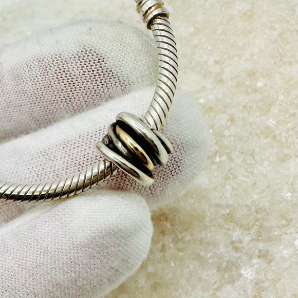 EUC Pandora 790153 Sterling Silver & 14k Yellow Gold Ring Cluster Charm - Picture 5 of 17